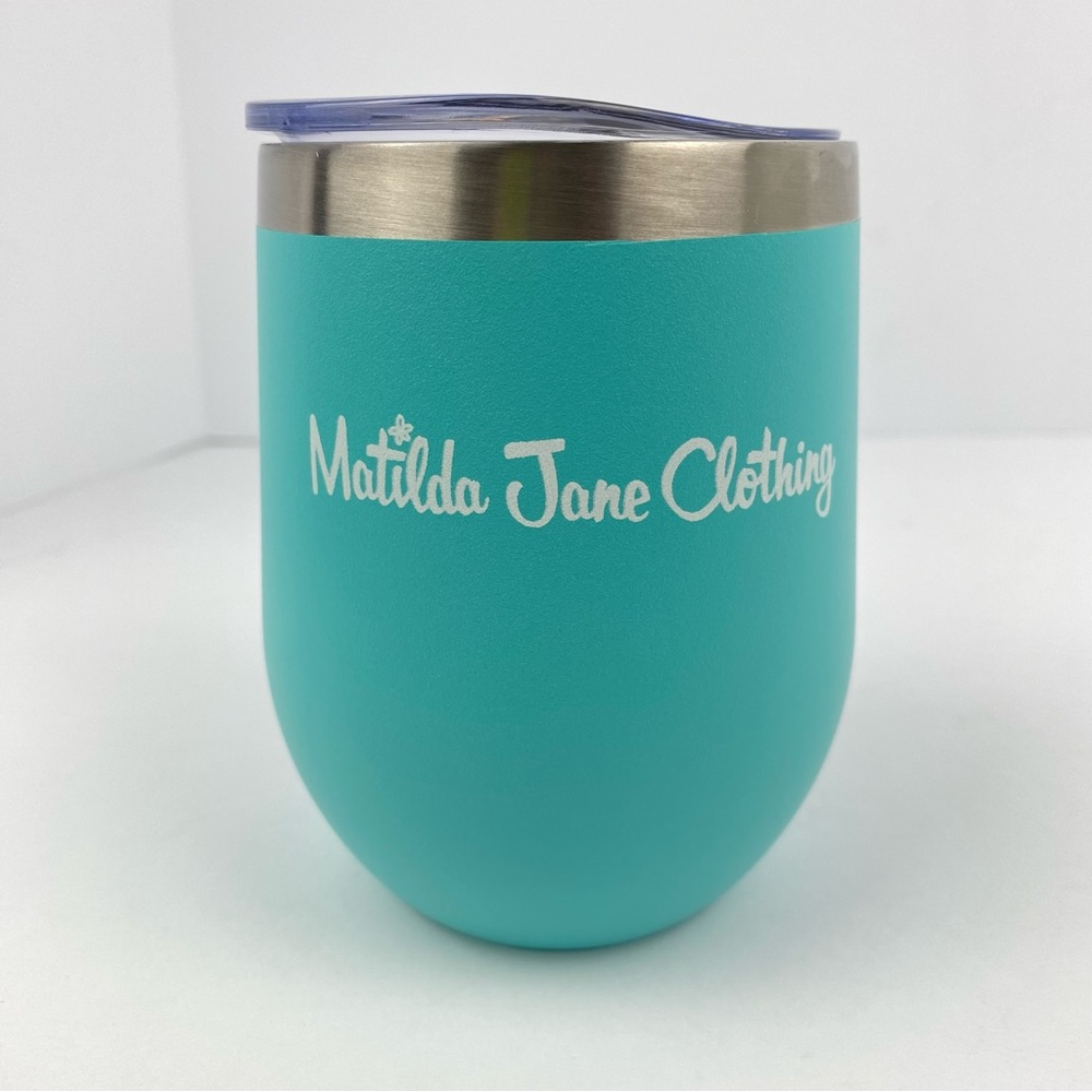 Matilda Jane Clothing Aqua Blue Stainless Steel Tumbler Cup With Lid